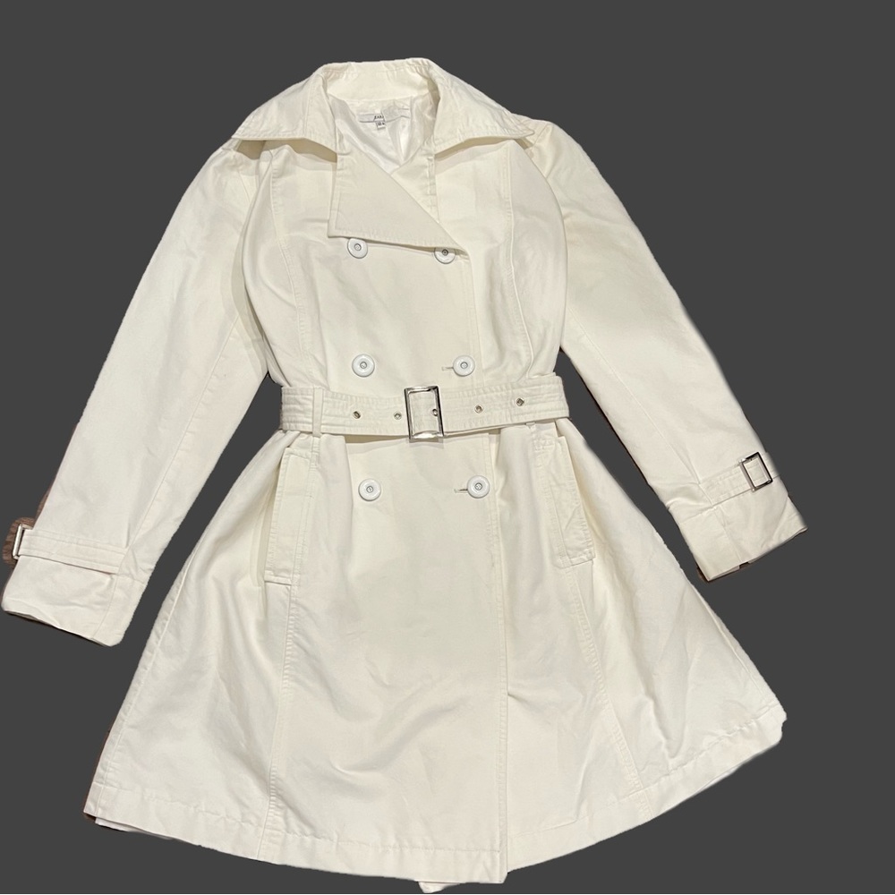 Zara Basic White Trench Coat Size L
